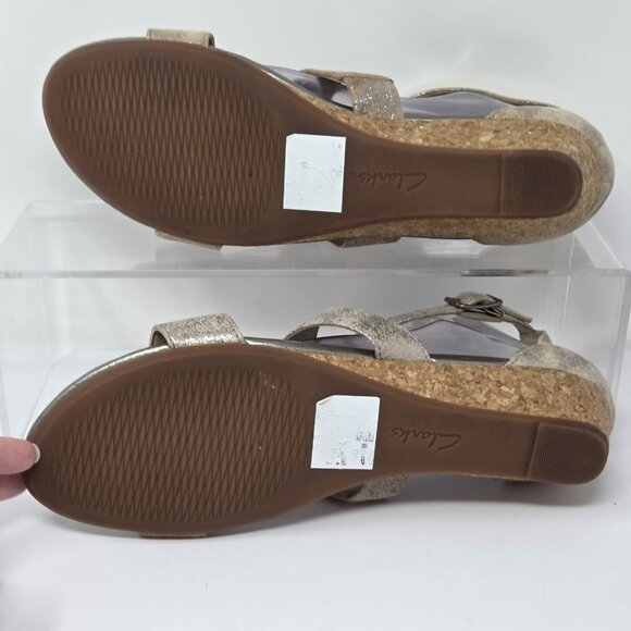 Clarks Comfort Collection Womens 10 Abigail Lily Leather Wedge SandalS Gladiator - Picture 5 of 8